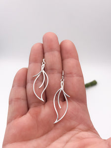 Argentium Silver Leaves Dangly Earrings