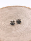 Silver Stamped Disc Stud Earrings