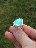 Turquoise Teardrop and Silver Ring